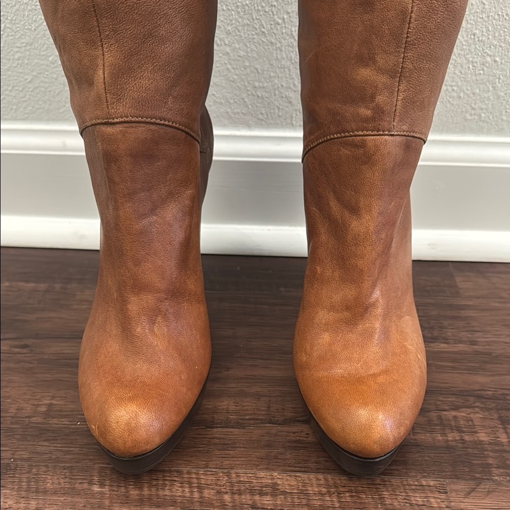 Stuart Weitzman Brown Leather Knee-High Heel Boots - Picture 4 of 13